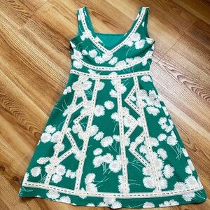 Floral Green and White Dress